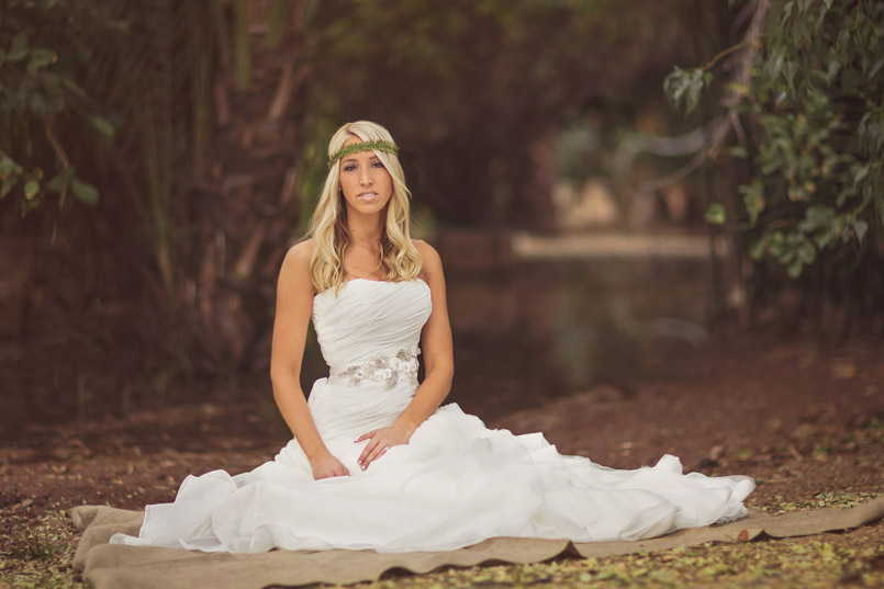 Bride in wheat field