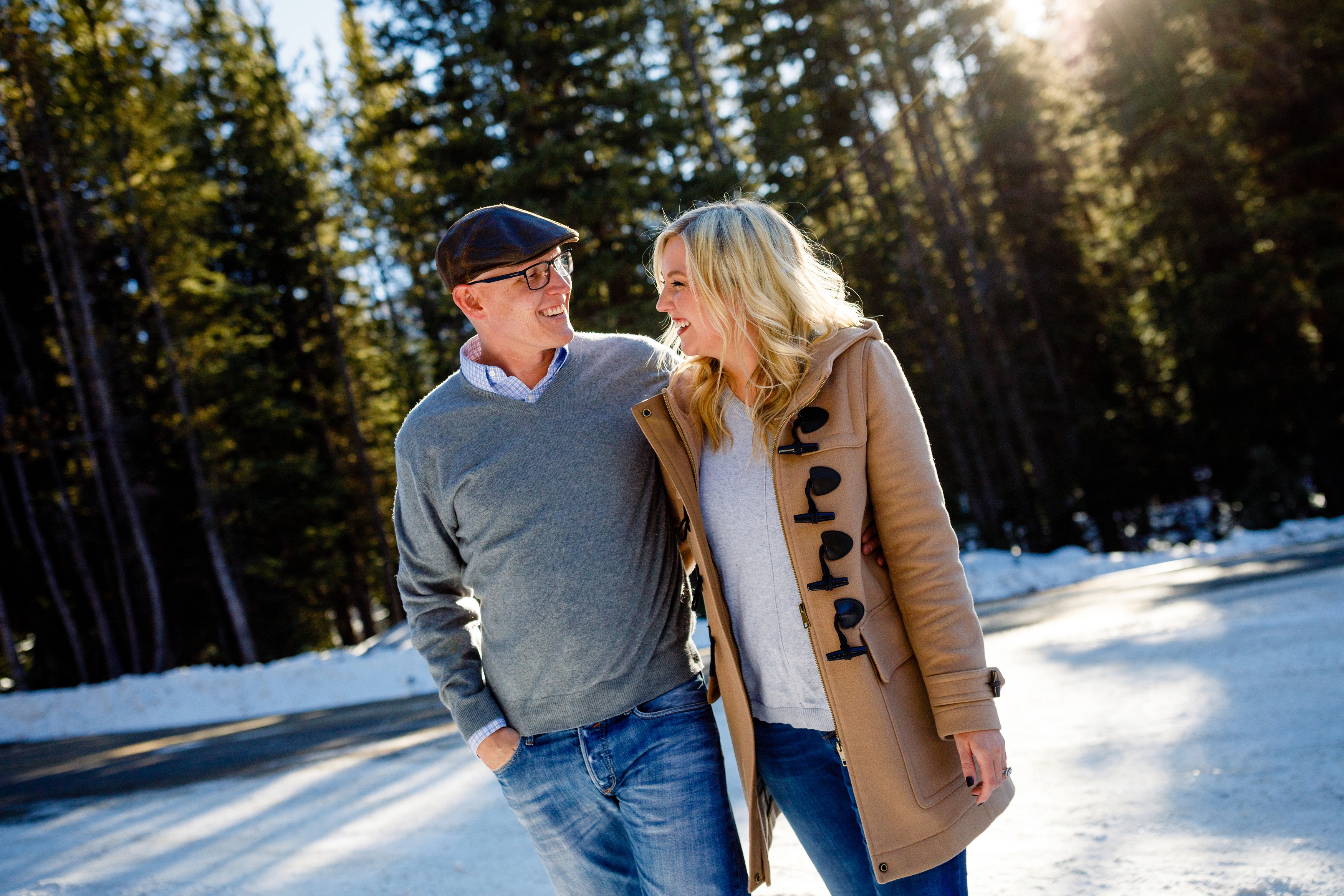 Beautiful sunlight falling through the trees during John & Erin's Keystone Engagement session.